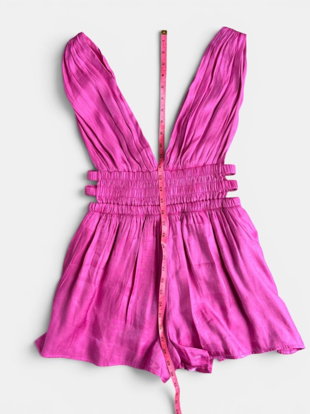 Stiletto's Pink Smocked Plunge Romper - Picture 13 of 16